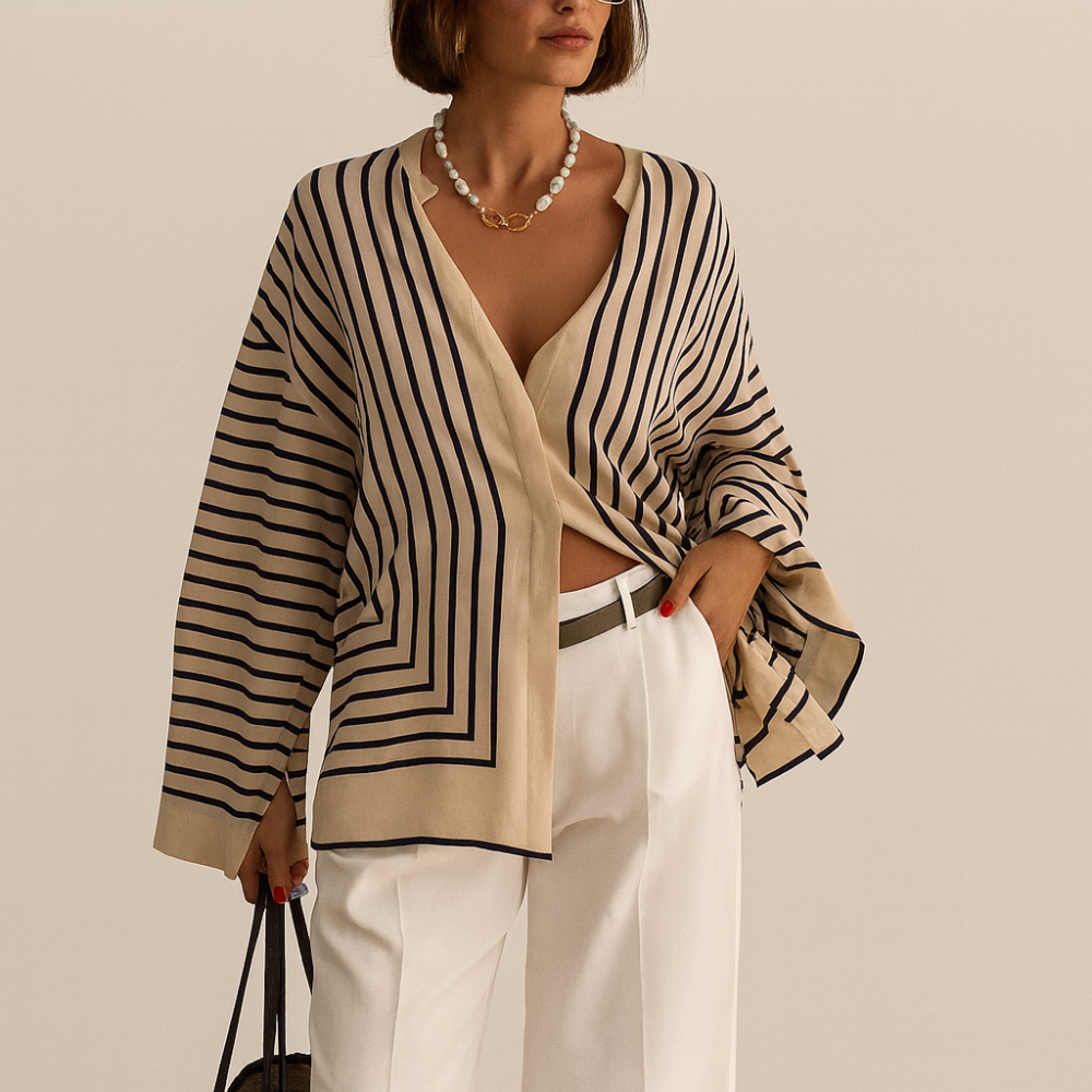 Chemise fendue à rayures décontractée