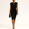 Robe midi classique à col rond et manches courtes