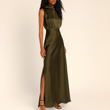 Robe Longue Sans Manches À Encolure Ronde