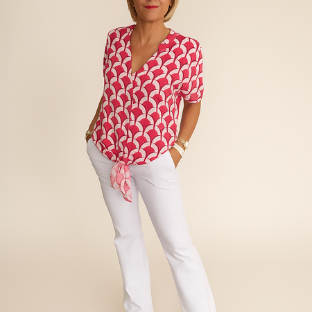 Ashley™ | V-Ausschnitt Lässiges Top & Druck